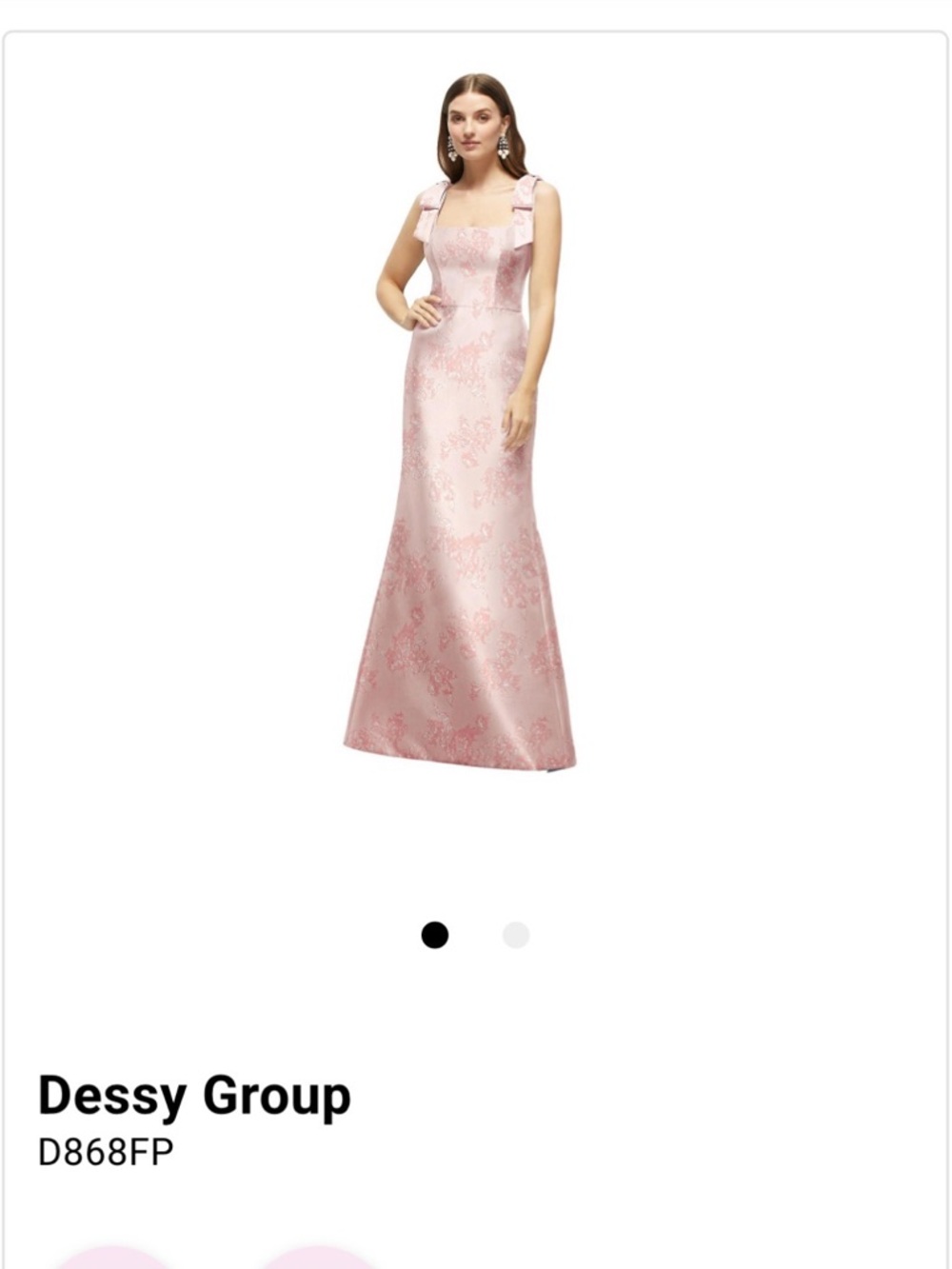 Dessy Group Blush Pink Jacquard Square-Neck Wedding Gown